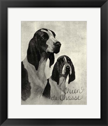 Framed B&amp;W Chien de Chasse Print