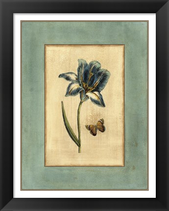 Framed Crackled Spa Blue Tulip I Print