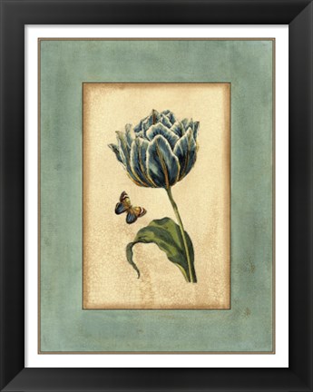 Framed Crackled Spa Blue Tulip IV Print