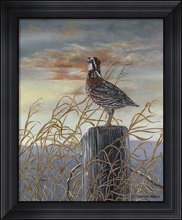 Framed Quail on a Post Print