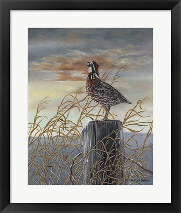 Framed Quail on a Post Print