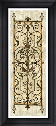 Framed Crackled Verdigris Panel I Print