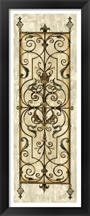Framed Crackled Verdigris Panel I Print