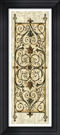 Framed Crackled Verdigirs Panel II Print