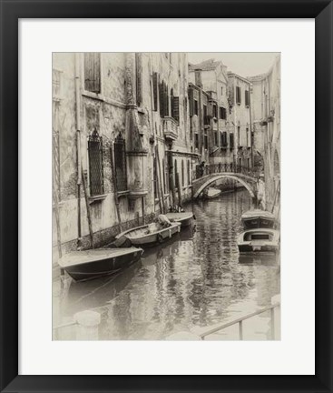 Framed Six Boats Sepia Print