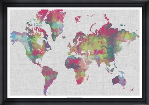 Framed Impasto Map of the World Print