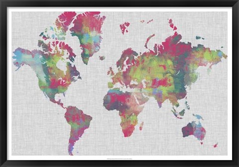 Framed Impasto Map of the World Print