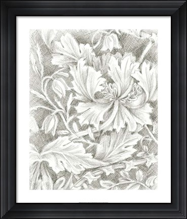 Framed Floral Pattern Sketch I Print