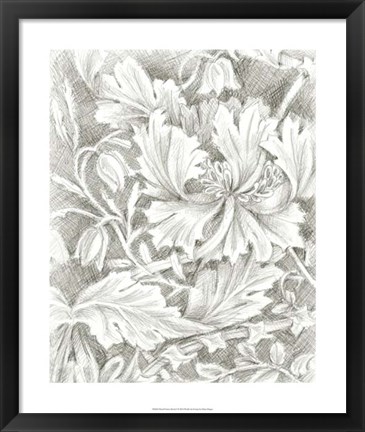 Framed Floral Pattern Sketch I Print