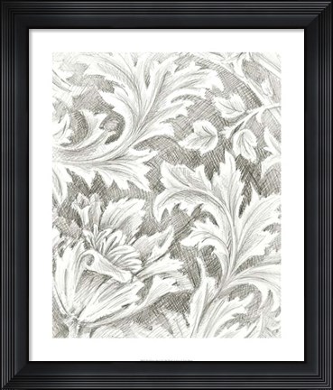 Framed Floral Pattern Sketch II Print