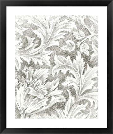 Framed Floral Pattern Sketch II Print