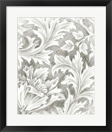 Framed Floral Pattern Sketch II Print