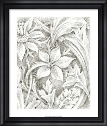 Framed Floral Pattern Sketch III Print