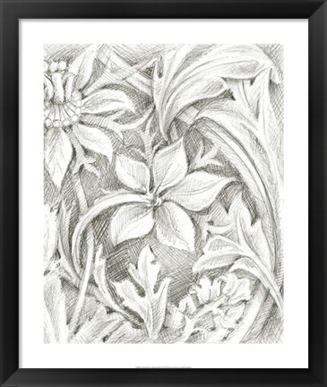 Framed Floral Pattern Sketch III Print