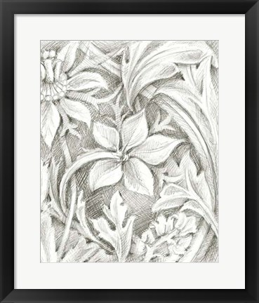 Framed Floral Pattern Sketch III Print