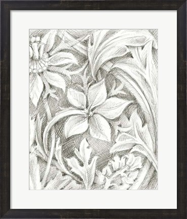 Framed Floral Pattern Sketch III Print