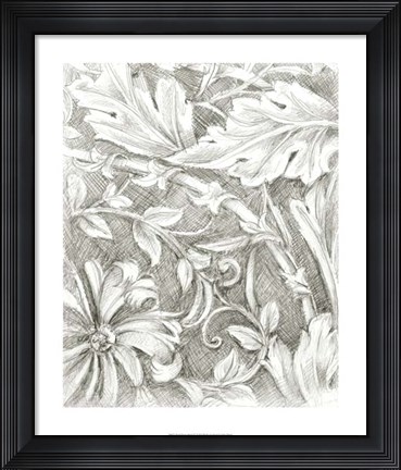 Framed Floral Pattern Sketch IV Print