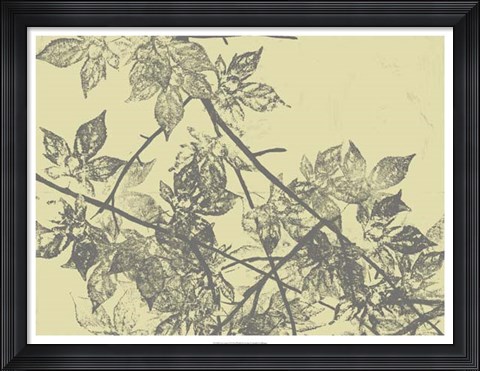 Framed Grey Leaves I Print