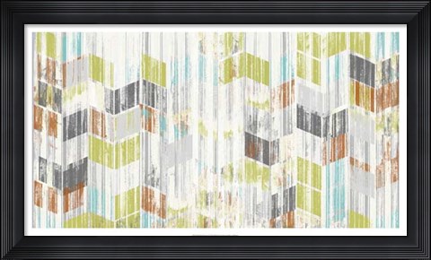 Framed Brushed Chevron I Print