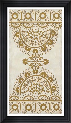 Framed Ochre Embroidery I Print