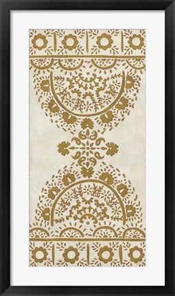 Framed Ochre Embroidery I Print