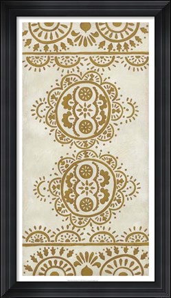 Framed Ochre Embroidery II Print