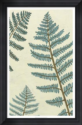 Framed Blue Fern Trio I Print