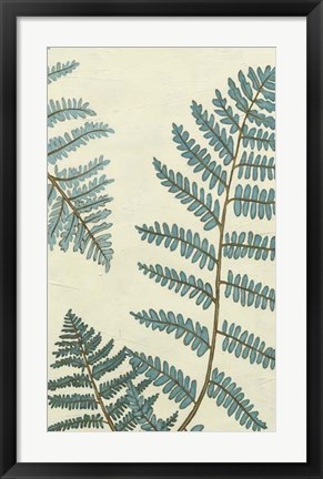 Framed Blue Fern Trio III Print