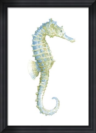 Framed Watercolor Seahorse I Print