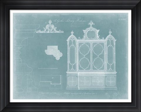 Framed Gothic Library Bookcase Print