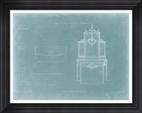 Framed Lady&#39;s Writing Table &amp; Bookcase Print
