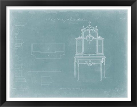 Framed Lady&#39;s Writing Table &amp; Bookcase Print