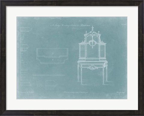 Framed Lady&#39;s Writing Table &amp; Bookcase Print