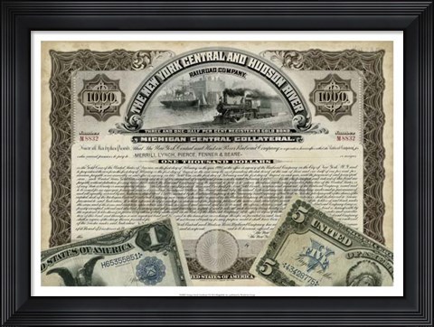 Framed Antique Stock Certificate I Print