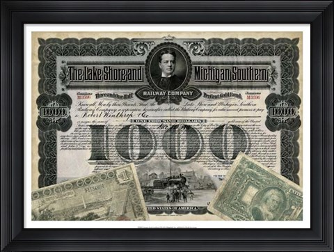 Framed Antique Stock Certificate II Print