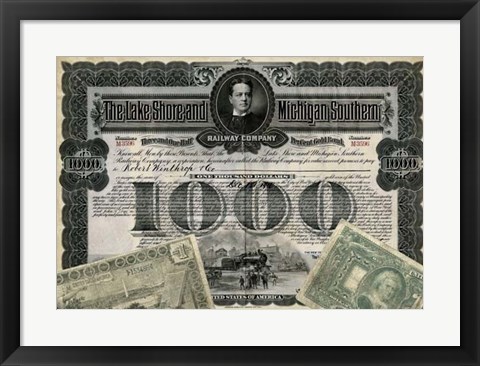 Framed Antique Stock Certificate II Print