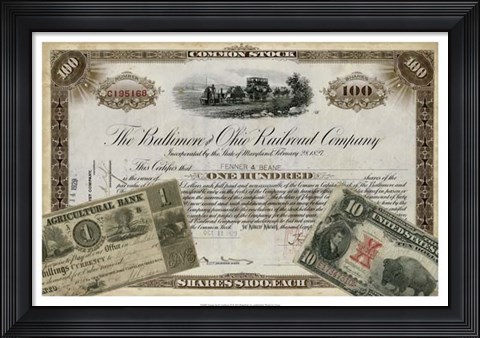 Framed Antique Stock Certificate III Print
