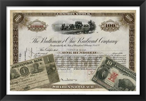 Framed Antique Stock Certificate III Print