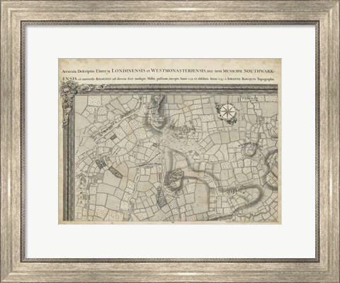 Framed Map of London Grid I Print
