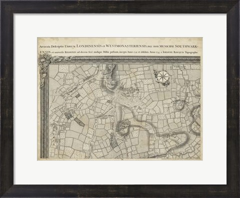 Framed Map of London Grid I Print