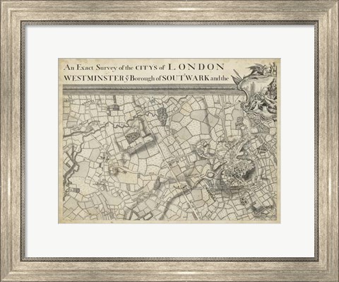 Framed Map of London Grid II Print