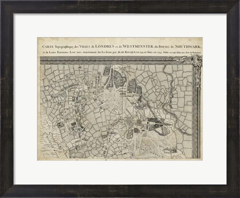 Framed Map of London Grid IV Print