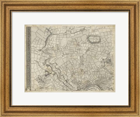 Framed Map of London Grid V Print
