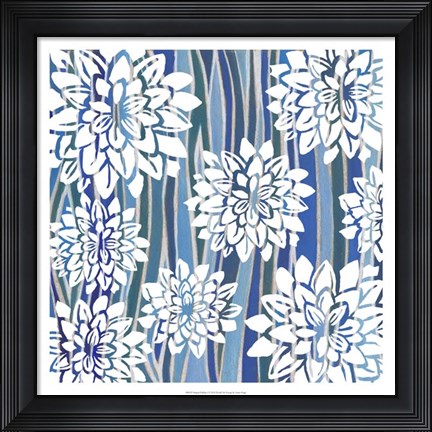 Framed Striped Dahlias I Print