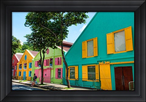 Framed Downtown Singapore in Fullerton area of Clarke Quay. Print