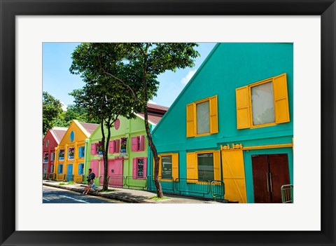Framed Downtown Singapore in Fullerton area of Clarke Quay. Print