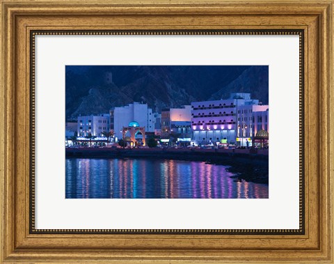 Framed Mutrah Corniche Buildings, Muscat, Oman Print