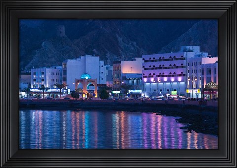 Framed Mutrah Corniche Buildings, Muscat, Oman Print