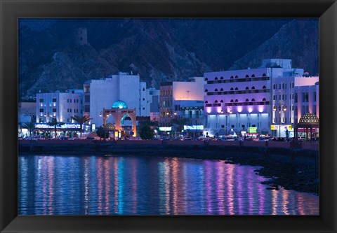 Framed Mutrah Corniche Buildings, Muscat, Oman Print