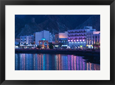 Framed Mutrah Corniche Buildings, Muscat, Oman Print